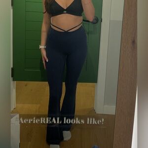 Aerie Navy Flare Waist tie leggings size small